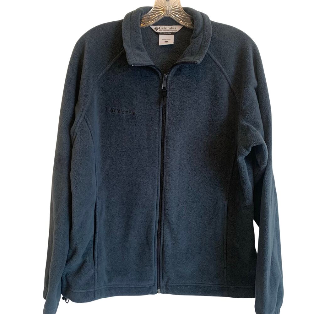 Columbia Mens Large Benton Springs Dark Blue Fleece Full Zip Jacket Long Sleeve